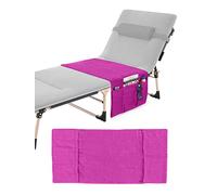 Dodheah Toalla de playa para tumbona Algodón de Rizo Tumbonas Piscina Toalla Funda para Silla de Playa con 5 Bolsillos Laterales Almacenamiento para Vacaciones en La Playa Toalla de Viaje