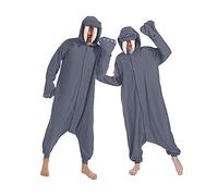 Dodheah Unisex Pijama Morsa Pijama de Adulto Halloween Animal Cosplay Disfraz Navidad Mono de Una Pieza Ropa de Dormir Gris M