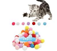 DODHEG 24 bolas coloridas para mascotas, bolas de felpa suave, pelota de juguete favorita del gato, juguete interactivo para gatos.