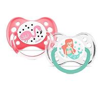 Dodie - Chupete, anatómico, a partir de 6 meses de edad, lote de 2 unidades, de sirena/flamenco