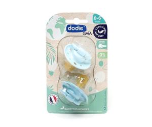 Dodie Gaia Pack Chupetes Redonda Goma 0-6m Azul 2uds