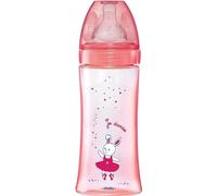 Dodie Initiation+ - Biberón, anticólicos, a partir de 6 meses de edad, con tetina redonda, 3 velocidades, flujo 3, 330 ml, de bailarina, rosa