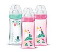 DODIE - Juego de 3 biberones anticólicos para tetinas redondas, 330 ml, 3 velocidades, 3 velocidades, color rosa y verde