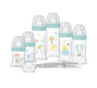 Dodie Kit Naissance - 6 biberones anticólicos chupetes planos (2 x 150 ml, 2 x 270 ml, 2 x 330 ml) - 1 Chupete anatómico 0 - 2 meses, 1 alfiler - Sin BPA - Verde