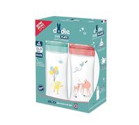 Dodie Sensation+ - Biberón, anticólicos, 330 ml, lote de 2 unidades, con tetina plana y flujo 3, sin bisfenol A, a partir de 6 meses de edad, Verde y Rosa Aire