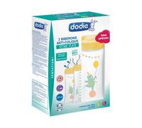 Dodie Sensation+ - Biberón, anticólicos, 330 ml, lote de 2 unidades, con tetina plana y flujo 3, sin bisfenol A, a partir de 6 meses de edad, Verde y Rosa Aire