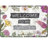 DODINO 20 x 30 cm, cartel de chapa retro con texto "Welcome to my garden" vintage retro metal flora flores