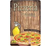 DODINO 20 x 30 cm, cartel de chapa retro, Pizzeria Italiana, divertido, vintage, accesorio decorativo para el hogar, cartel decorativo de metal para todas las pizzerías