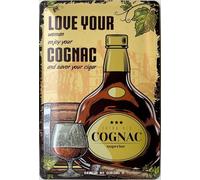 DODINO 20 x 30 cm Retro Cartel de chapa COGNAC Cartel con frases divertidas como regalo, placas de metal vintage como accesorios de alcohol, decoración de cocina