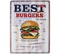 DODINO Cartel de Chapa 30x40cm Best Burgers Idea de Regalo para la Cocina bar BBQ, Diseño Vintage para decoración Pared