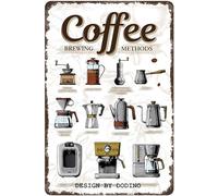 DODINO Cartel de chapa de 20 x 30 cm, diseño de café y café, decoración para el hogar, decoración vintage, para fans de café, idea de regalo