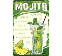 DODINO Cartel de chapa de 20 x 30 cm, MOJITO, divertido cartel de metal, decoración vintage para sala de fiestas, pub irlandés y cocina, accesorio decorativo para el hogar