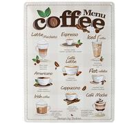 DODINO - Letreros de lata retro de 30 x 40 cm, decoración para menú de café, letrero vintage con expreso, capuchino, recetas con leche