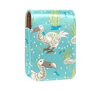 Dodo Bird - Estuche portátil para pintalabios de dibujos animados para viajes, mini caja de almacenamiento de lápiz labial con espejo para mujeres y mujeres, bolsa de cosméticos de cuero, Varios colores, 9.5x2x7 cm/3.7x0.8x2.7 in