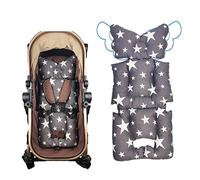 DODO NICI - Funda para asiento de coche, reversible, de algodón, universal, para cochecito de bebé, acolchado grueso, antideslizante, para cochecito de bebé, Gris (Grey Star)