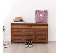 DODOBD Banco Zapatero Entrada Recibidor,Resistente Armario Zapateros en Bambú con Asientos e 2 Estantes,para Entrada Pasillo Sala de Estar Dormitorio,Ahorro Espacio Fácil de Montar