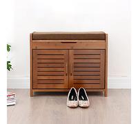 DODOBD Banco Zapatero Entrada Recibidor,Resistente Armario Zapateros en Bambú con Asientos e 2 Estantes,para Entrada Pasillo Sala de Estar Dormitorio,Ahorro Espacio Fácil de Montar