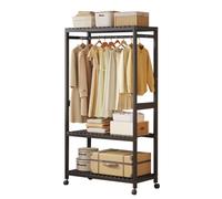 DODOBD Burros Percheros De Ropa Resistente,Perchero Burro De Bambú Armario Abierto,Armario De Bambú,Perchero De Pie con Zapatero,Vestidores Armarios Abiertos para Ropa Zapatos