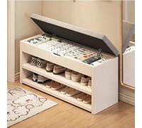 DODOBD Madera Banco Almacenaje con Asiento,Banco Zapatero con Asiento,Banco de Almacenamiento de Zapatos,Banco para Zapatos con Cojín,para Entrada Pasillo Dormitorio Sala de Estar,Blanco