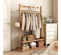 DODOBD Madera Perchero de Pie,Perchero Moderno de Bambú con Doble de Almacenamiento Zapatero,65/85/105/120 CM,Multifuncional Perchero para Entrada Dormitorio Oficina,Montaje Fácil