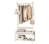 DODOBD Moderno Perchero de Pie Madera con Zapatero,Burro Ropa Resistente,Perchero Burro Ropa,Burro para Ropa,Burro Ropa Madera,Colgadores de Ropa para Entrada Oficina Dormitorio Pasillo