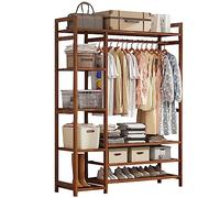 DODOBD Perchero Burro de Bambú, Madera Sólida Perchero con Ganchos, Multifunción Perchero Madera con Zapatero, para Entrada, Oficina y Más - 70/80/ 90/100/ 110/120/130/170CM, Carga 100kg