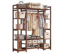 DODOBD Perchero Burro de Bambú, Madera Sólida Perchero con Ganchos, Multifunción Perchero Madera con Zapatero, para Entrada, Oficina y Más - 70/80/ 90/100/ 110/120/130/170CM, Carga 100kg