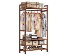 DODOBD Perchero Burro de Bambú, Madera Sólida Perchero con Ganchos, Multifunción Perchero Madera con Zapatero, para Entrada, Oficina y Más - 70/80/ 90/100/ 110/120/130/170CM, Carga 100kg