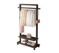 DODOBD Perchero de Bambú con Ruedas,Perchero de Pie Madera Bambú sobre Ruedas,Perchero con Zapatero,Perchero de Bambú con Zapatero,Zapatero Perchero,Perchero de Pie con Ruedas