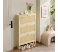 DODOBD Zapatero de Ratán para Entrada - Mueble Estilo Bohemio, Estrecho y Alto para Pasillo y Dormitorio, Independiente, 50/70cm, Fácil de Montar