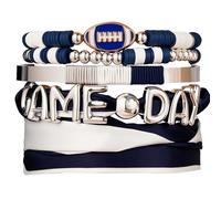 DoDoBeads Juego de pulseras para el día del juego para mujer, 4 piezas apilables de fútbol, accesorios versátiles para fanáticos de los deportes para sombrero, bolsa y collar, Medio, Metal, Sin piedra