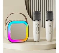 Dodorado Mini Karaoke, Stellaya Mini Karaoke Machine for Kids Adults, Portable Bluetooth Mini Karaoke Machine with Wireless Microphones and Light for All Smartphones (Single Microphone,Ivory White)