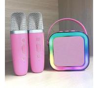 Dodorado Mini Karaoke, Stellaya Mini Karaoke Machine for Kids Adults, Portable Bluetooth Mini Karaoke Machine with Wireless Microphones and Light for All Smartphones (Single Microphone,Rose Pink)