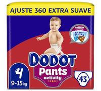 Dodot Activity Pants Pañal-Braguita Talla 4, 43 Pañales, 9kg-15kg, Con Barrera STOP Fugas Que Ayuda A Prevenir Fugas Traseras