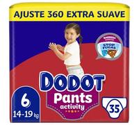 Dodot Activity Pants Pañal-Braguita Talla 6, 35 Pañales, 14kg-19kg, Con Barrera STOP Fugas Que Ayuda A Prevenir Fugas Traseras