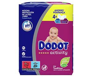 Dodot Activity -Toallitas para bebé, 4 paquetes de 54 unidades, Total: 216 toallitas