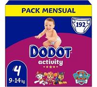 Dodot Bebé Activity Pañales, Talla 4, 9-14 kg, 192 Pañales con Ajuste Resistente