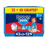 Dodot Bebé Pants Pañales, Talla 4, 9-15 kg, 129 Pañales, Pañal-Braguita con Ajuste 360° Anti-Fugas, Pack Mensual
