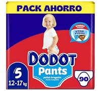 Dodot Bebé Pants Pañales, Talla 5, 12-17 kg, 90 Pañales, Pañal-Braguita con Ajuste 360° Anti-Fugas, Pack Mensual