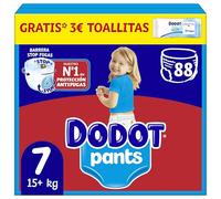 Dodot Bebé Pants Pañales, Talla 7,+15 kg, 88 Pañales, Pañal-Braguita con Ajuste 360° Anti-Fugas