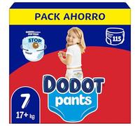 Dodot Bebé Pants Pañales, Talla 7, +17 kg, 115 Pañales, Pañal-Braguita con Ajuste 360° Anti-Fugas, Pack Mensual