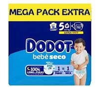 Dodot Bebé Seco Extra Absorción Talla 5+ (12-17 kg) Pack Ahorro 112 Pañales - Máxima Sequedad Nocturna y Protección Antifugas