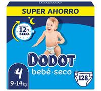 Dodot Bebé-Seco Pañales con Canales de Aire, Talla 4, 2 Unidades x 64 Pañales, Total: 128 Pañales