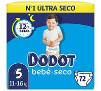 Dodot Bebé-Seco Pañales Talla 5, Pañales, 11kg-16kg, Dodot Bebé Seco Que Garantizan Hasta 12 Horas Seco