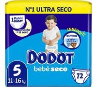 Dodot Bebé-Seco Pañales Talla 5, Pañales, 11kg-16kg, Dodot Bebé Seco Que Garantizan Hasta 12 Horas Seco