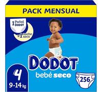 Dodot Bebé Seco Talla 4 Mega Pack Ahorro 256 Pañales | 9-14 kg | Hasta 12 horas seco | Canales de aire | Ajuste anti fugas + 1x10 Toallitas Aqua pure 99% Aqua GRATIS.
