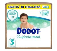 Dodot Cuidado Total Talla 3 (6-10 kg), 132 Pañales para Bebé + 10 Toallitas Dodot Aqua Pure