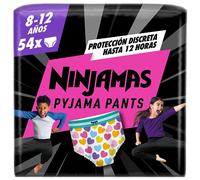 DODOT Ninjamas Pañal Branguita Para Pijama Con Corazones, 54 Pañales De Pijama, 8-12 Años, 27kg-43kg, Protección Contra Fugas Toda La Noche