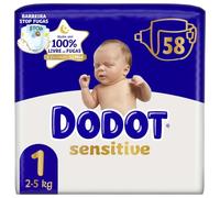 Dodot Sensitive Talla 1 (2-5 kg) Caja 116 Pañales | Protección Suave para Recién Nacido | Máxima Absorción y Cuidado del Bebé