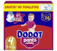Dodot Pañal-Braguita Activity Pants , Talla 4 (9-15 kg), 86 Pañales + Regalo de 1 Pack de 40 Toallitas, Con Ajuste 360 anti-fugas extra suave